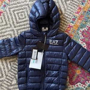 Emporio Armani Junior Hooded Puffer Jacket with Full Length Zip- Size 4T